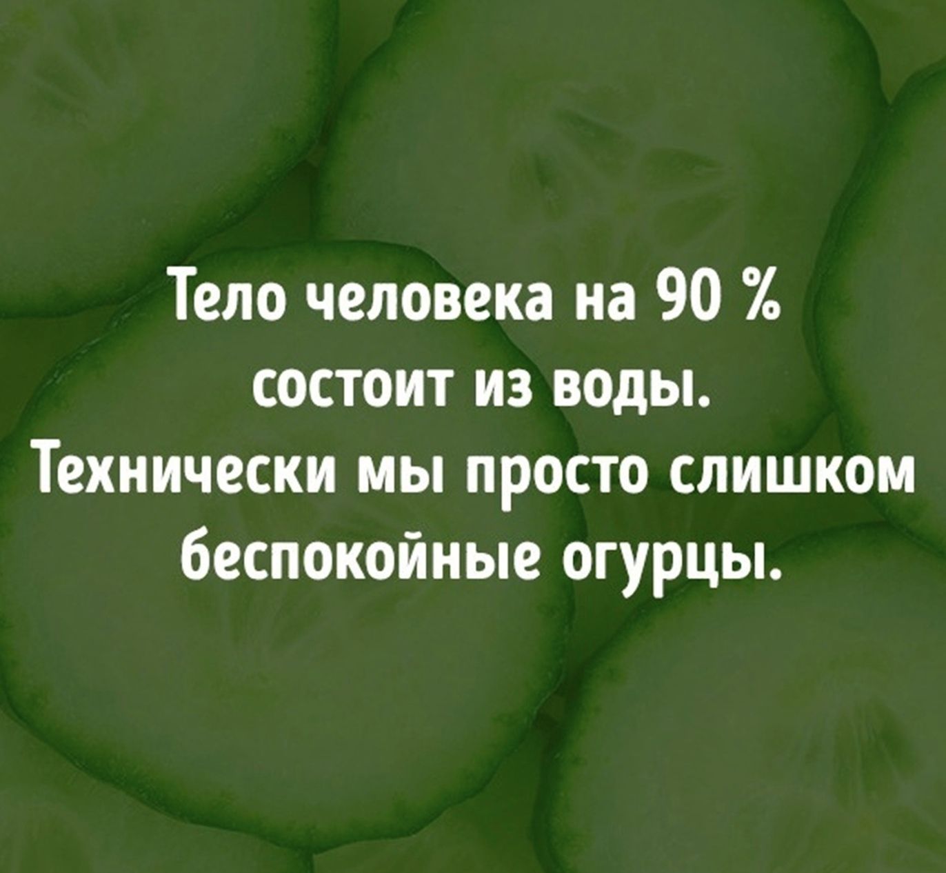 Тело человека на 90 состоит из воды Технически мы просто слишком беспокойные огурцы