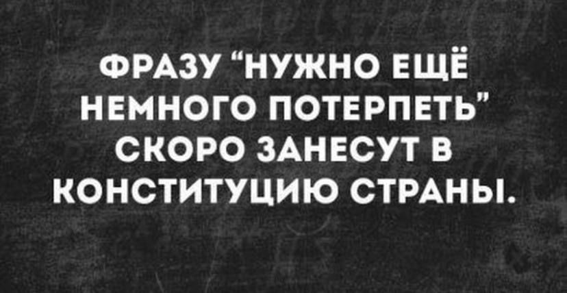 ФРАЗУ нужно ЕЩЁ нвмного потерпеть скоро ЗАНЕСУТ в конституцию СТРАНЫ