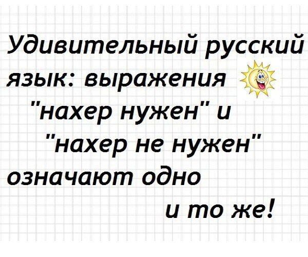 Удивительный русский язык выражения нахер нужен и нахер не нужен означают одно и то же