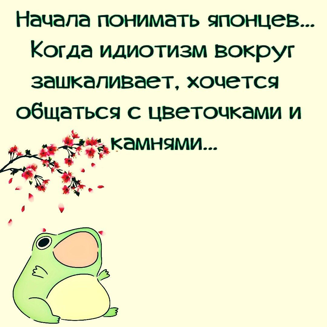 Начала понимать японцев Когда идиотизм вокруг зашкаливает хочется общаться с цветочками и ёкамнями Ё