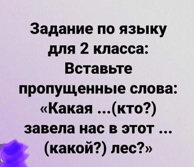 Задание по языку для 2 класса Вставьте пропущенные слова Какая кто завела нас в этот какой лес