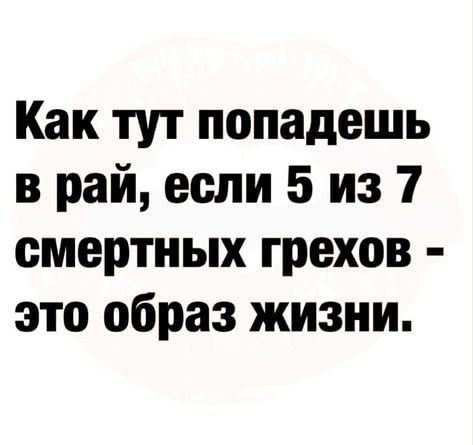 Как тут попадешь в рай если 5 из 7 смертных грехов это образ жизни