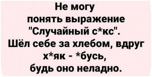 Не могу понять выражение Случайный скс Шёл себе за хлебом вдруг хяк бусь будь оно неладно