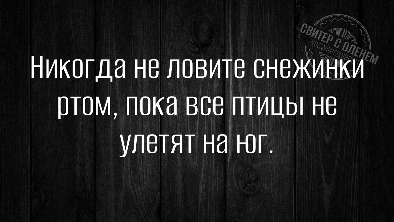 Никогда не ловите снежинки ртом пока ВСе птицЫ не улетят на юг