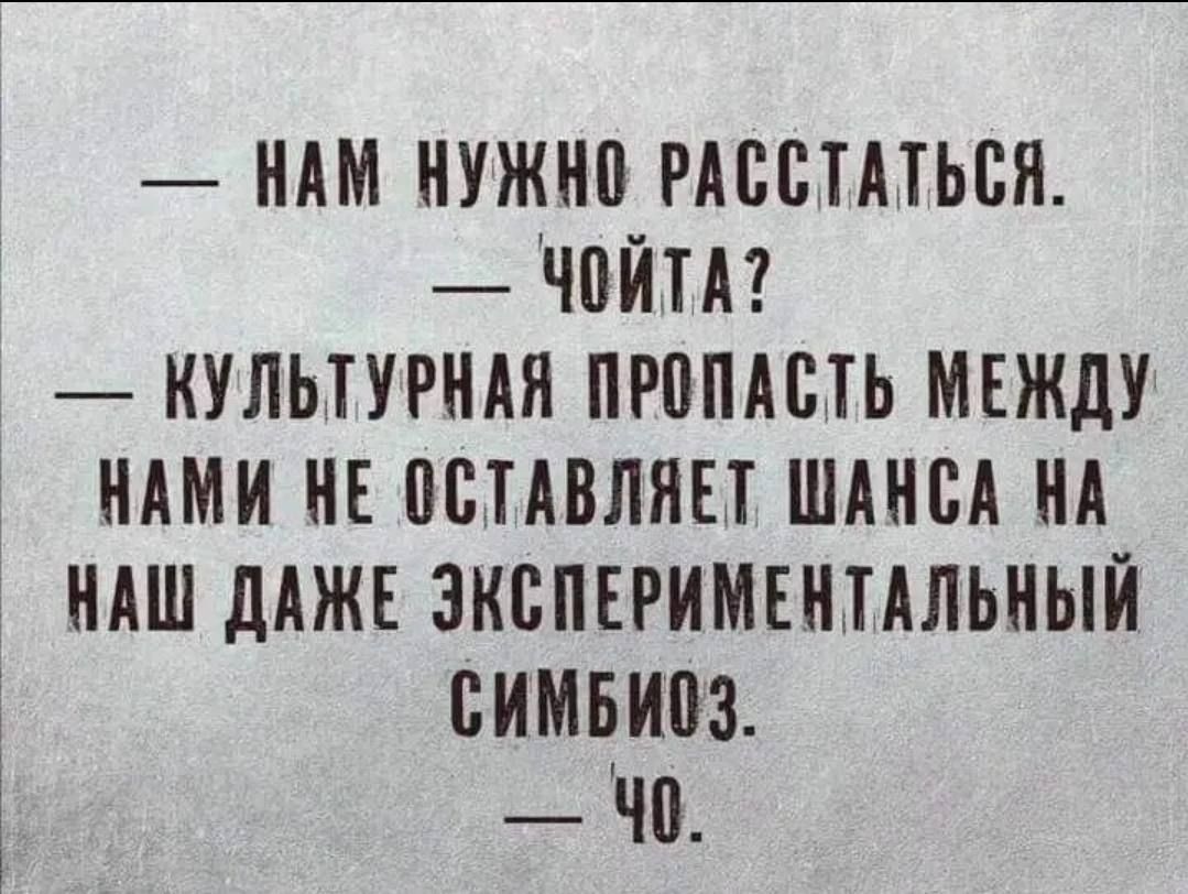 НАМ НУЖНО РАССТАТЬСЯ ЧОЙТА КУЛЬТУРНАЯ ПРОПАСТЬ МЕЖДУ НАМИ НЕ ОСТАВЛЯЕТ ШАНСА НА НАШ ДАЖЕ ЭКСПЕРИМЕНТАЛЬНЫЙ СИМБИ03 4