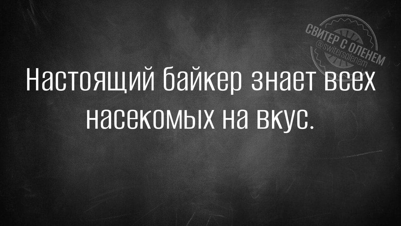 Настоящий байкер знает всех насекомых на вкус