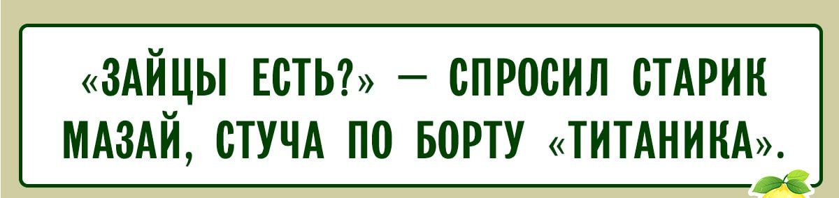 «Зайцы есть?» – спросил старик Мазай, стуча по борту «Титаника».