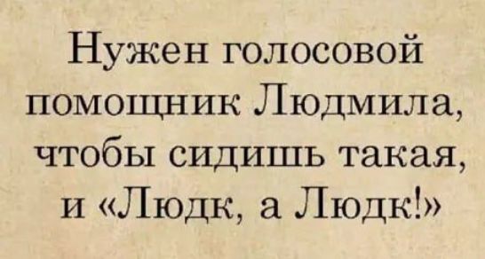 Нужен голосовой помощник Людмила, чтобы сидишь такая, и «Людк, а Людк!»