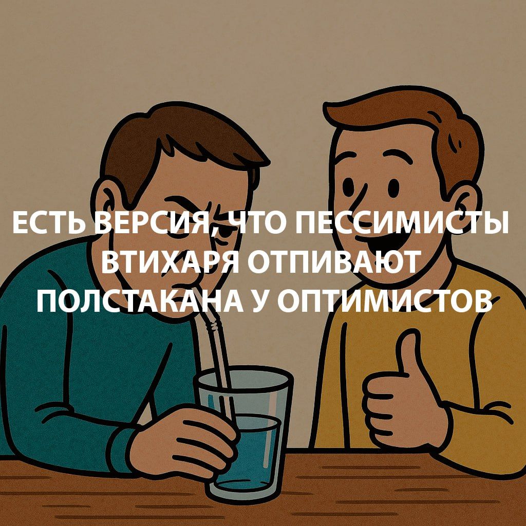 ЕСТЬ ВЕРСИЯ, ЧТО ПЕССИМИСТЫ ВТИХАРЯ ОТПИВАЮТ ПОЛСТАКАНА У ОПТИМИСТОВ