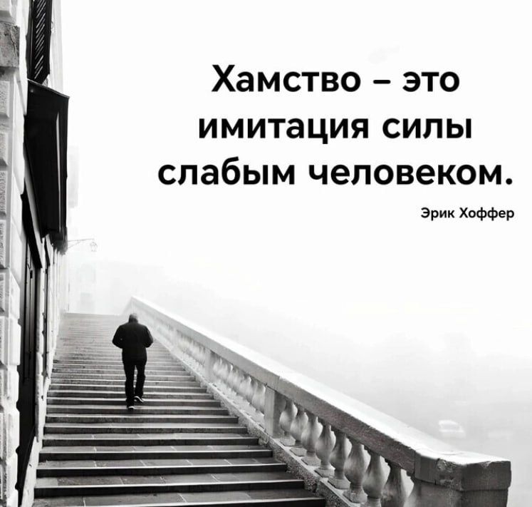 Хамство – это имитация силы слабым человеком.
Эрик Хофффер