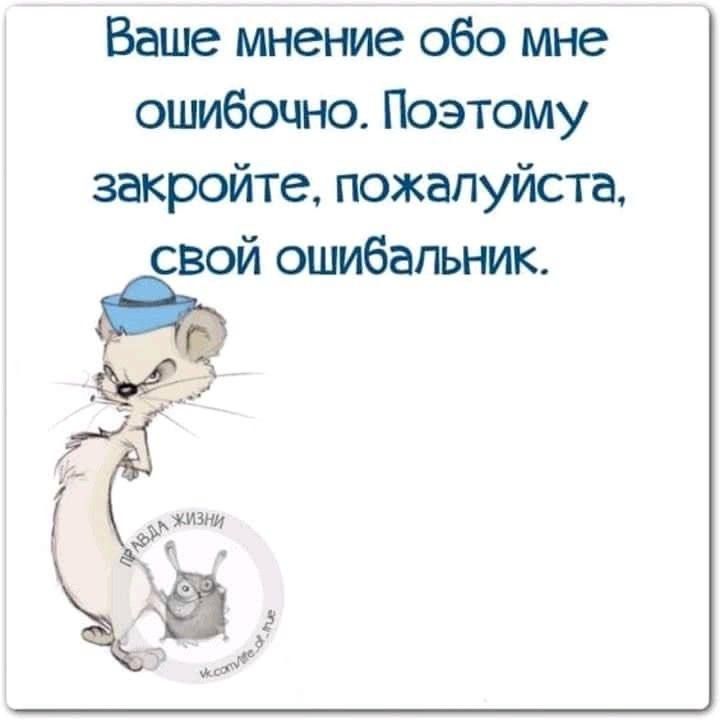 Ваше мнение обо мне ошибочно. Поэтому закройте, пожалуйста, свой ошибальник.