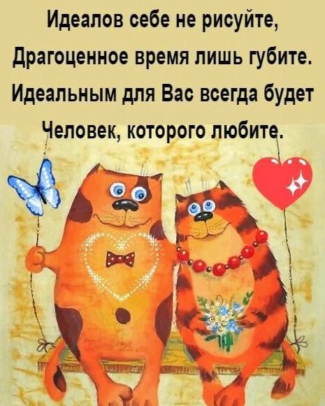 Идеалов себе не рисуйте, Драгоценное время лишь губите. Идеальным для Вас всегда будет Человек, которого любите.