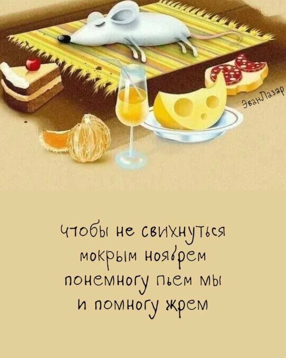 чтобы не свихнуться мокрым ноябрём понемногу пьём мы и помногу жрем