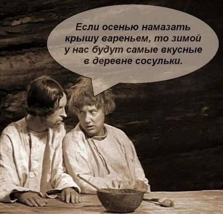 Если осенью намазать крышу вареньем, то зимой у нас будут самые вкусные в деревне сосульки.