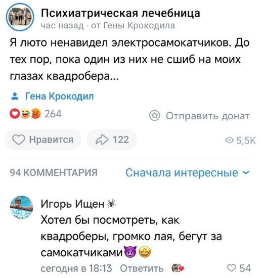 Я люто ненавидел электросамокатчиков. До тех пор, пока один из них не сбил на моих глазах квадробера...