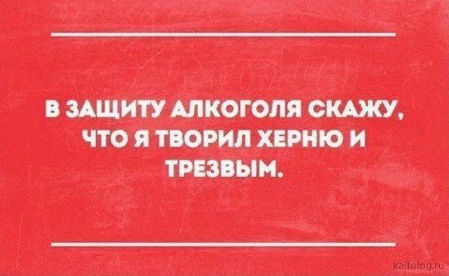 В защиту алкоголя скажу, что я творил херню и трезвым.