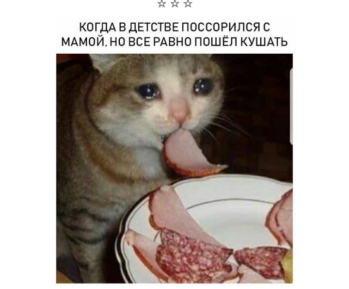 А КОГДА В ДЕТСТВЕ ПОССОРИЛСЯ С МАМОЙ НО ВСЕ РАВНО ПОШЁЛ КУШАТЬ
