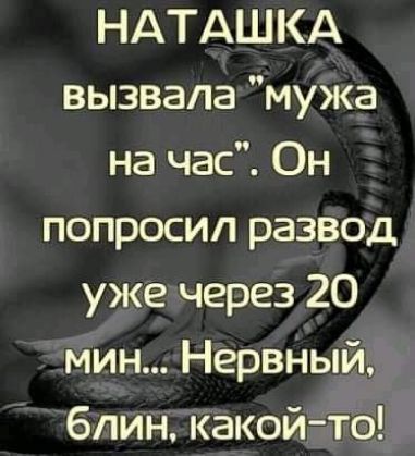 НАТАШКА вызвала мужа на час Он попросил развод уже через 20 мин Нервный блин какой 10