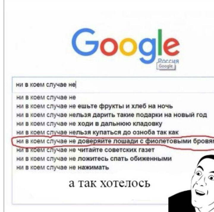 Никогда не гуглите это. Лошадь с фиолетовыми бровями. Не в коем случае не доверяйте лошади с фиолетовыми бровями. Страшные слова которые нельзя гуглить.