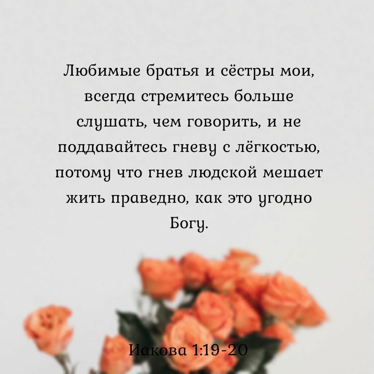Любимые братья и сёстры мои всегда стремитесь больше слуъцатьчем1говоритьи не поддавайтесьгневулёгкоспло потому что гнев людской мешает КИТЬ ПРОВЗДНО КОК ЭТО БГОДНО Богу