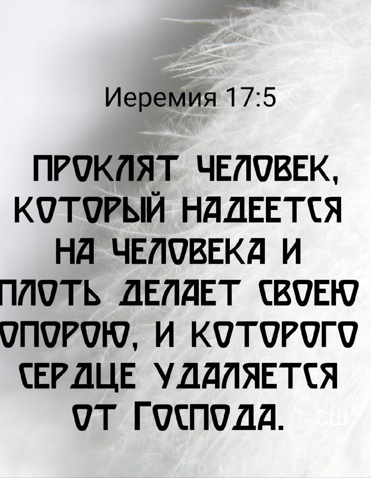 ИеремИя 175 ПРОКЛЯТ ЧЕЛОВЕК КОТОРЫЙ НдДЕЕТЁЯ Нд ЧЕЛОВЕКД И ПЛОТЬ ДЕЛДЕТ СВОЕЮ ОПОРОіО И КОТОРОГО СЕРДЦЕ УДДПЯЕТСЯ ОТ ГОСПОДД