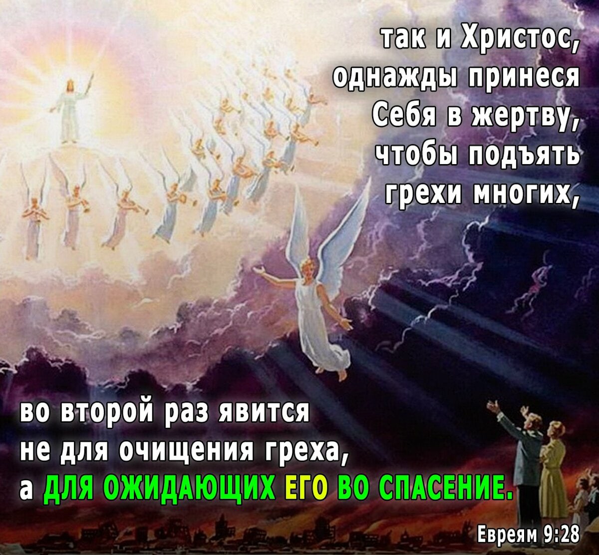 грехи МНОГИХ во второй ргЪ явится не для очищения греха Ё а для ОЖИДАЮЩИХ ЕГО во СПАСЕНИЕ Евреям 928