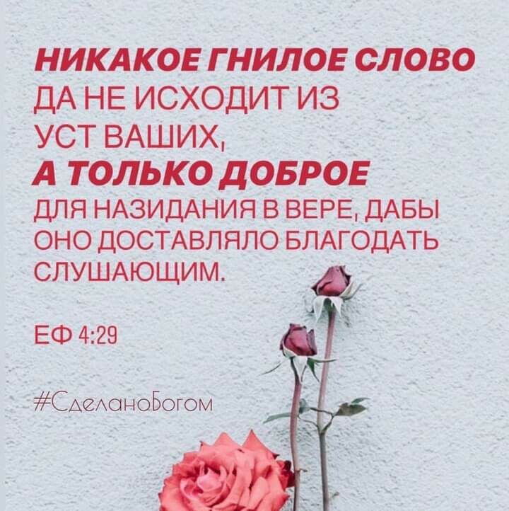 НИКАКОЕ Г НИЛОЕ СЛОВО ДА НЕ ИСХОДИТ ИЗ УСТ ВАШИХ А ТОЛЬКО ДОБРОЕ _ ДЛЯ НАЗИДАНИЯ В ВЕРЕ ДАБЫ ОНО ДОСТАВЛЯЛО БЛАГОДАТЬ СЛУШАЮЩИМ ЕФ 429 С__Ае0ЁЮБОГОМ