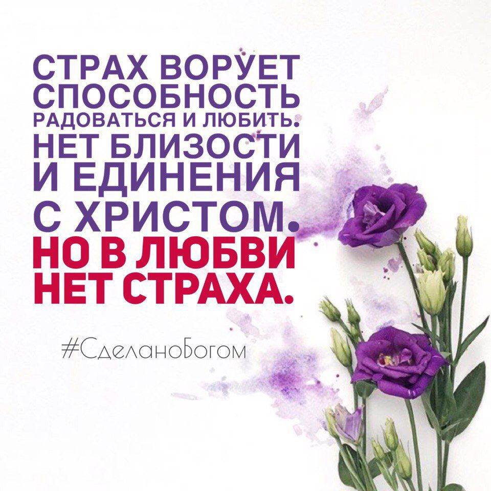 СТРАХ ВОРУЕТ спосовность РАДОВАТЬСЯ И ЛЮБИТЬ НЕТ БЛИЗОСТИ И ЕДИНЕНИЯ с христом но в лювв НЕТ СТРАХА САЗАОНОБОГОМ