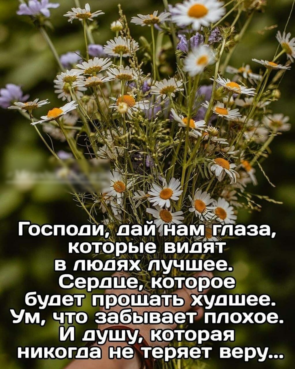 ЖЭ ГосподИЁ ааитамдпаза которые видят в людях лучшее Сердце которое будет прощать Худшее Ум что забывает плохое И душу которая никогда не теряет веру