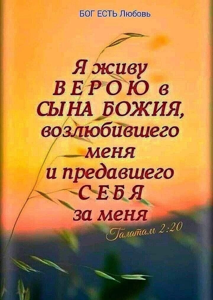 БОГ ЕСТЬ Любовь 1 Я живу В Е Р О Ю 6 1 СЬ1НА50ЖИЯ воздюбйёшего меня и предавшего СЖЕ 5 Я за мея