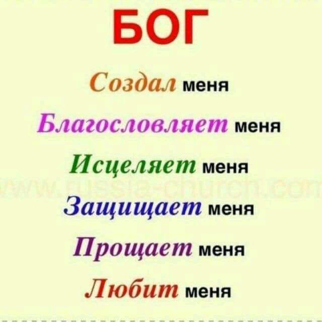 БОГ Создал меня Благословляет меня Исцеляет меня Защищает меня Прощает меня Любит меня