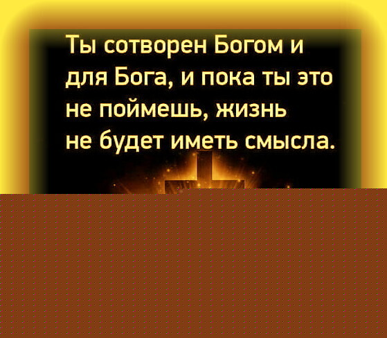 сотворен огом и для Бога и пока ты это не поймешь жизнь не будет иметь смысла