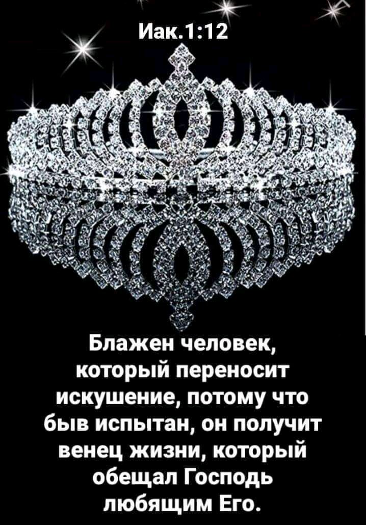 Блажен человек который переносит искушение потому что быв испытан он получит венец жизни который обещал Господь любящим Его