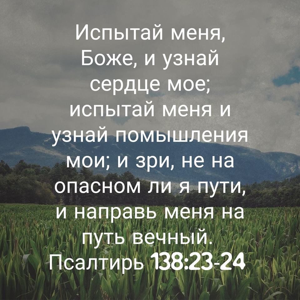 Испытай меня Боже и узнай сердце мое испытай меня и узнай помышления мои и зри не на опасном ли я пути и направь меня на путь вечный Псалтирь 1382324
