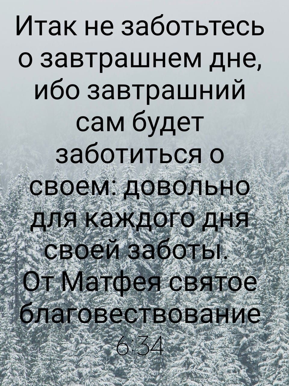 Итак не заботьтесь о завтрашнем дне ибо завтрашний сам будет заботиться о