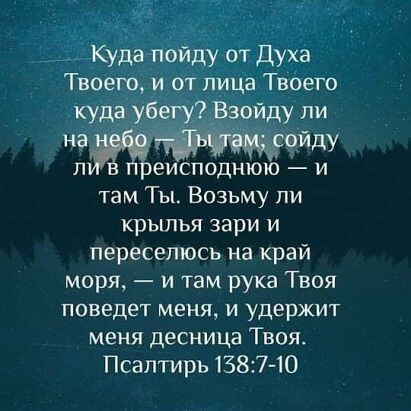 _ _Кудагпойду от Духа Твоего и от лица Твоего куда убегУ Взойду ли на ойду п п еисподнюю и там Ты Бпзьму пи крылья зари и переселюсь на край моря и там рука Твоя поведет меня и удержит меня десница Твоя Псалтирь 1387 10