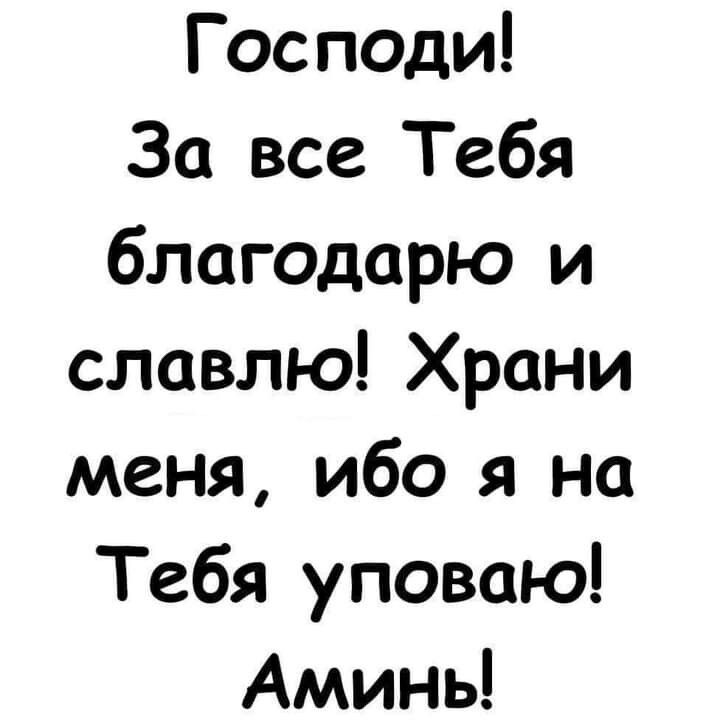 Господи За все Тебя благодарю и славлю Храни меня ибо я на Тебя уповаю Аминь