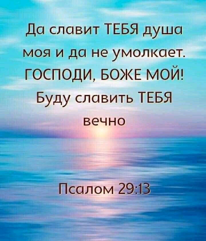 Да славит ТЕБЯ душа моя и до не умолкоет господи БОЖЕ мой Буду славить ТЕБЯ вечно Псалом 2913