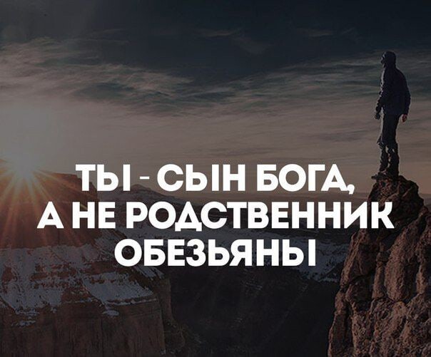 ТЫ СЫН БОГА А НЕ РОАСТВЕННИК ОБЕЗЬЯНЫ