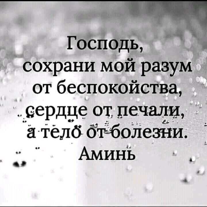 д _ Господь сохрани мой разум 7 от беспокойства ердце от печали телб бтьболезгни Аминь