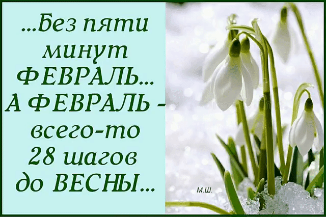 Без пяти минут ФЕВРАЛЬ А ФЕВРАЛЬ всего то 28 шагов до ВЕСНЫ