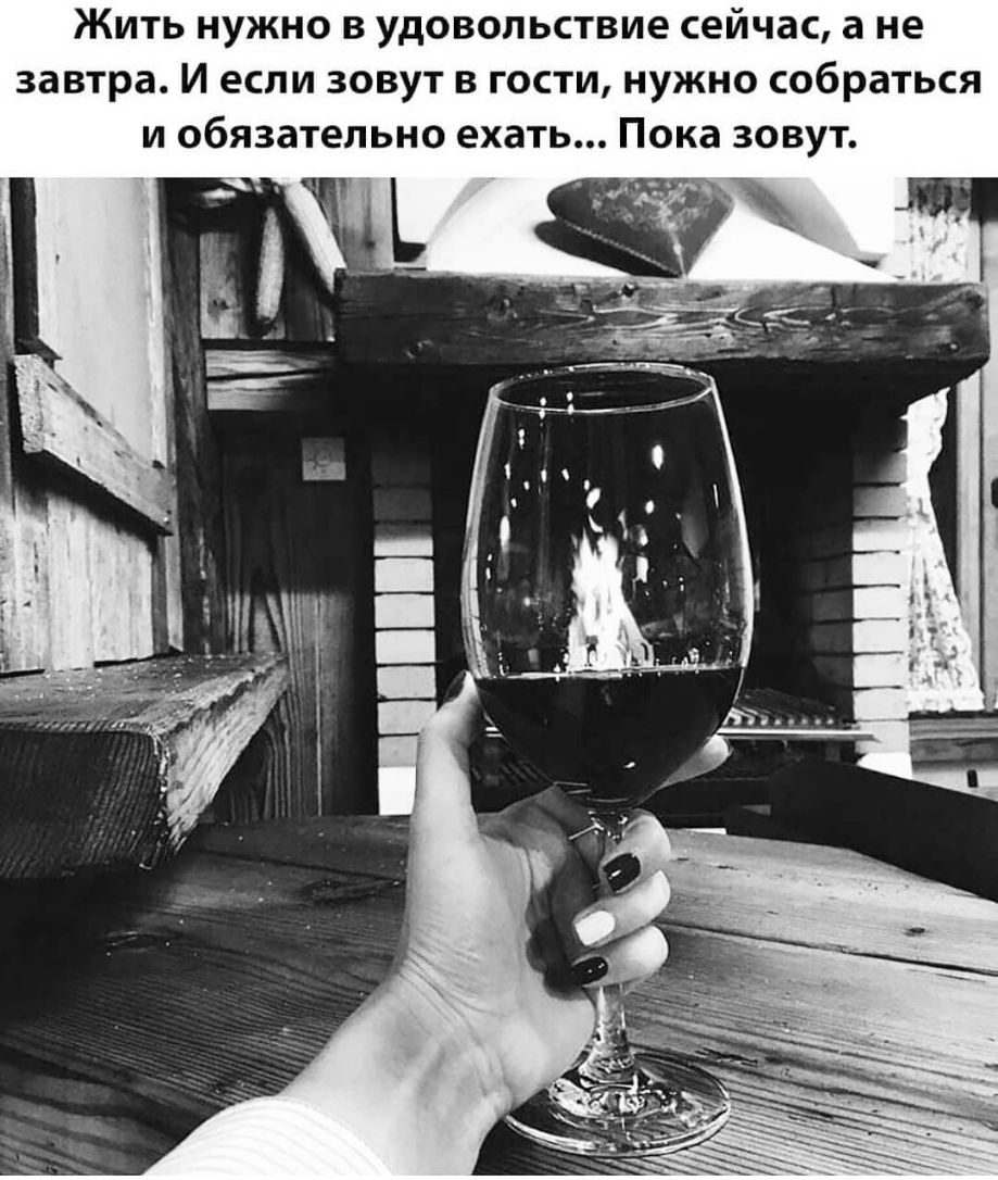 Жить нужно в удовольствие сейчас а не завтра И если зовут в гости нужно собраться и обязательно ехать Пока зовут