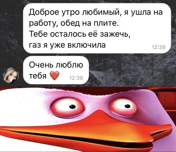 Доброе утро любимый я ушла на работу обед на плите Тебе осталось её зажечь газ я уже включила Очень люблю тебя