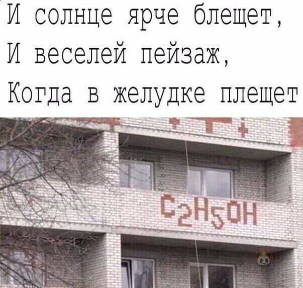 И солнце ярче блещет И веселей пейзаж Когда в желудке плещет