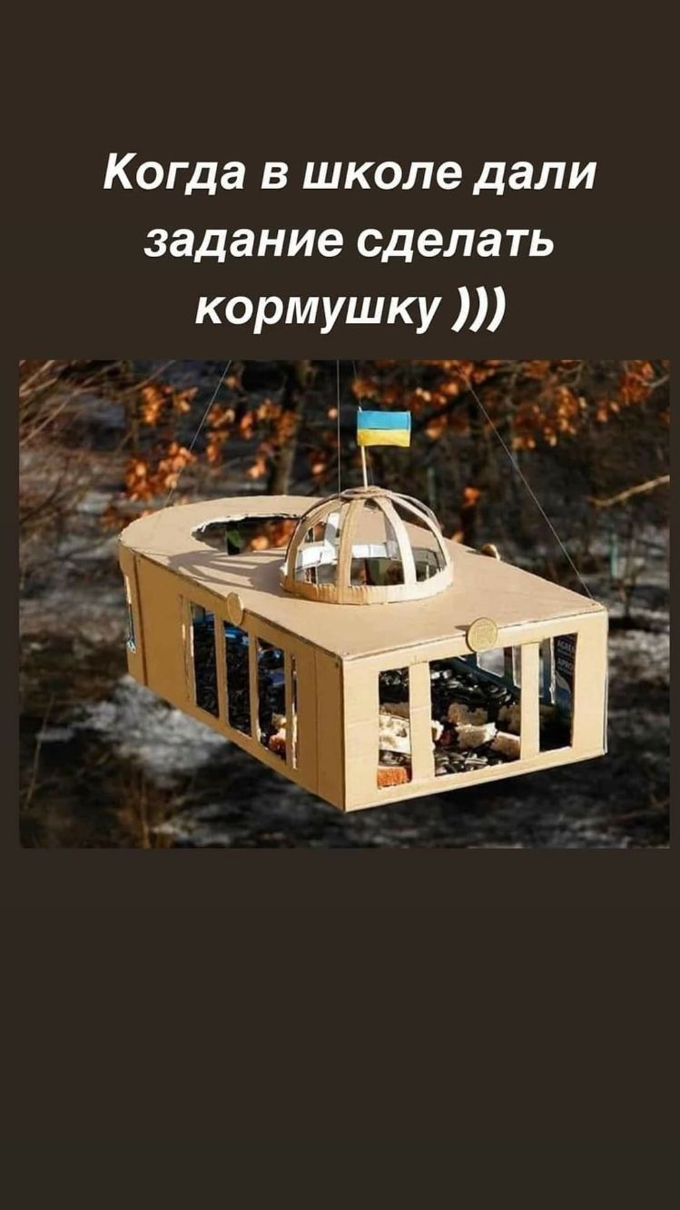 Когда в школе дали задание сделать кормушку