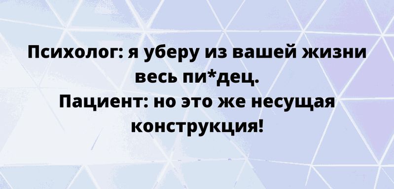 Психолог я уберу из вашей жизни весь пидец Пациент но это же несущая конструкция