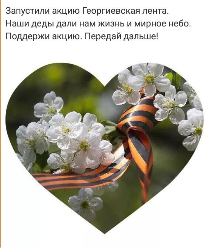 Запустили акцию Георгиевская лента Наши деды дали нам жизнь и мирное небо Поддержи акцию Передай дальше