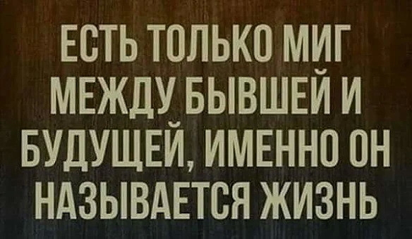 Есть только миг МЕЖДХБЫВШЕИ и БУДУЩЕИ имвннп он ндзывдЕтся жизнь