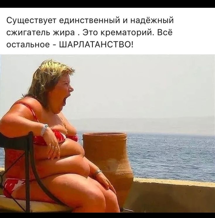 Существует единственный и надёжный сжигатепь жира Это крематорий Всё остальное ШАРЛАТАНСТВО