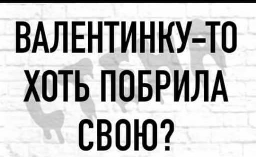 ВАЛЕНТИНКУ ТО ХОТЬ ПОБРИЛА СВОЮ